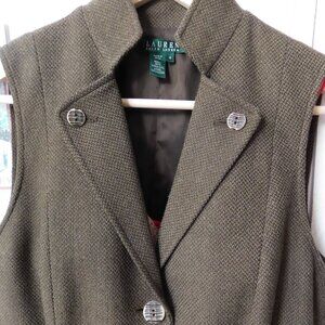 Vintage Ralph Lauren Tweed Wool Vest with dear horn buttons.